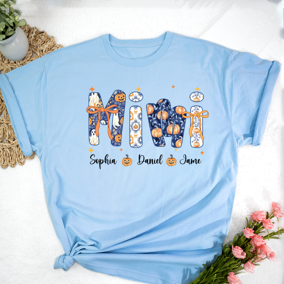 Halloween Mimi Custom Grandma and Grankids Autumn Vibes Shirt