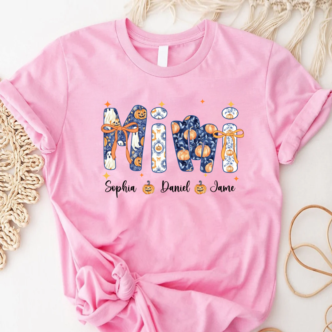 Halloween Mimi Custom Grandma and Grankids Autumn Vibes Shirt