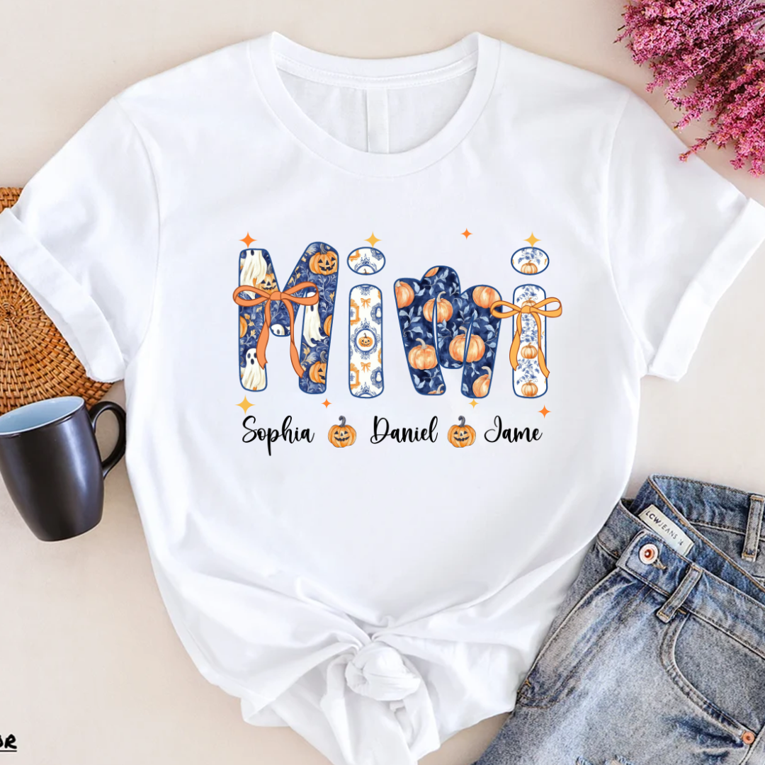 Halloween Mimi Custom Grandma and Grankids Autumn Vibes Shirt