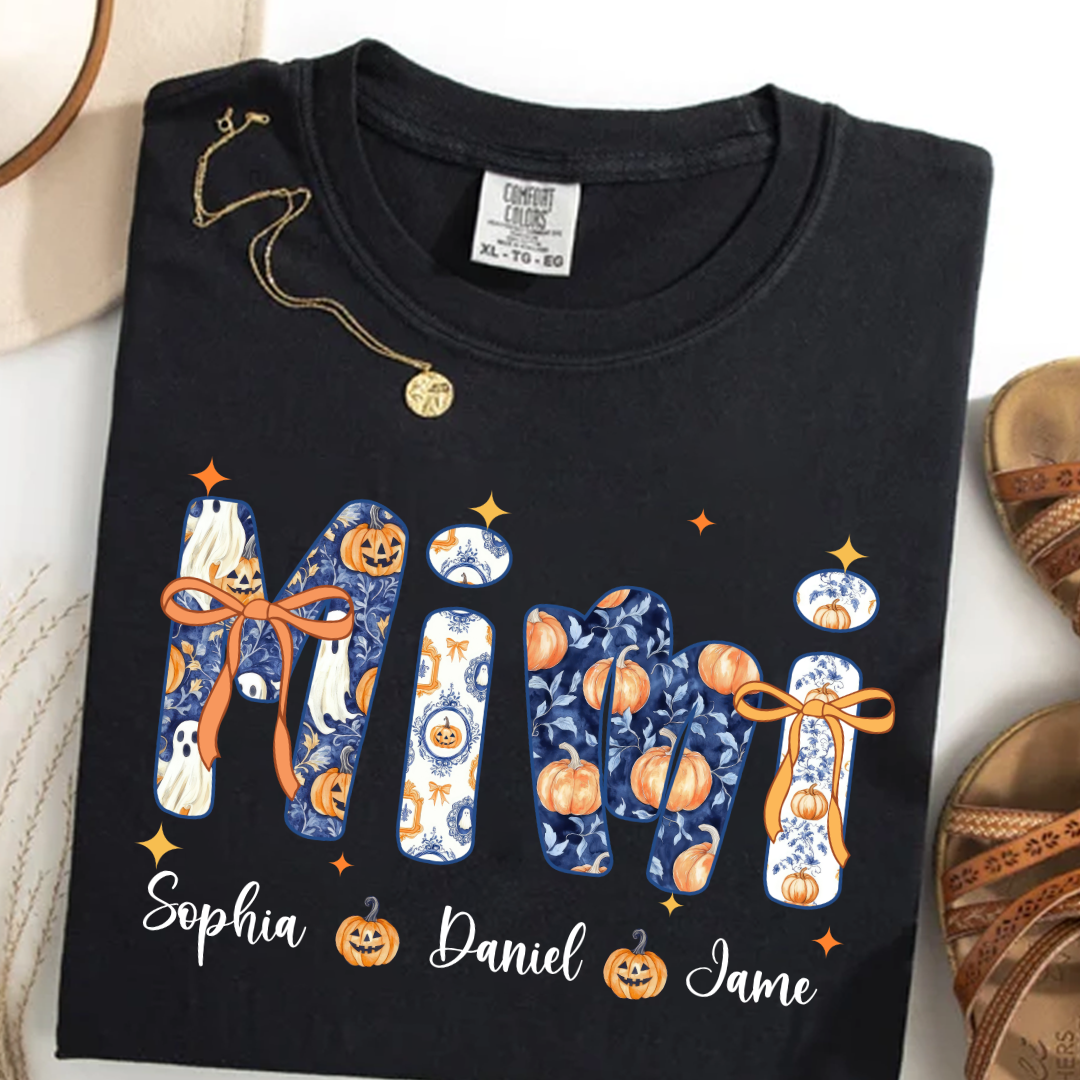 Halloween Mimi Custom Grandma and Grankids Autumn Vibes Shirt