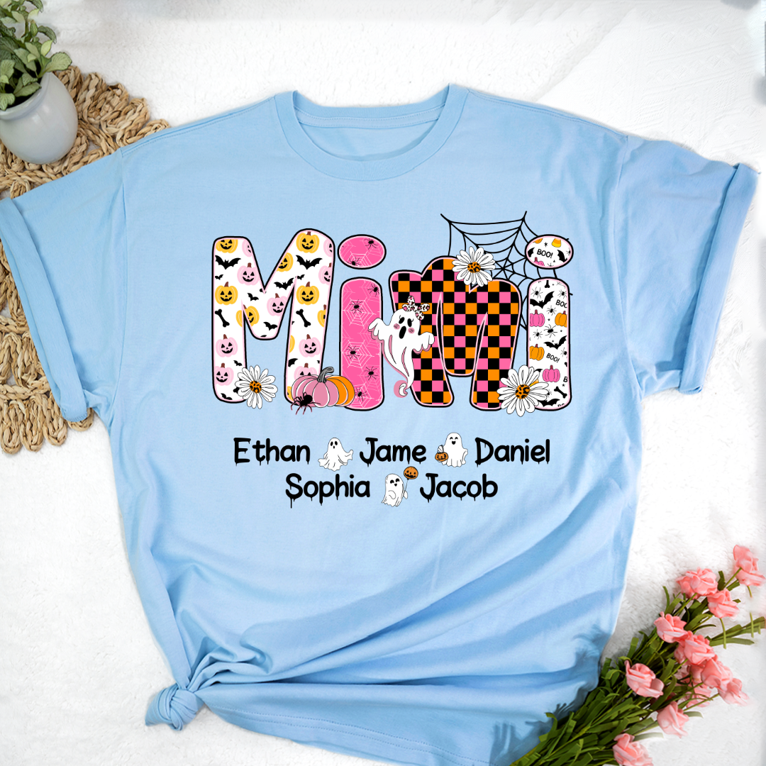 Halloween Mimi Pumpkins Boo Custom Grandma And Grandkids  Shirt