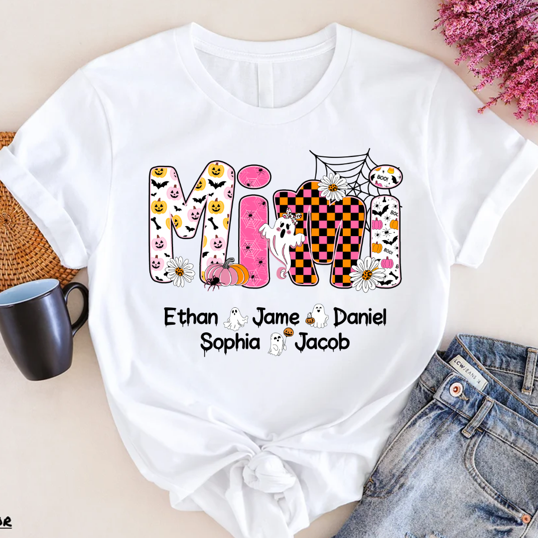 Halloween Mimi Pumpkins Boo Custom Grandma And Grandkids  Shirt