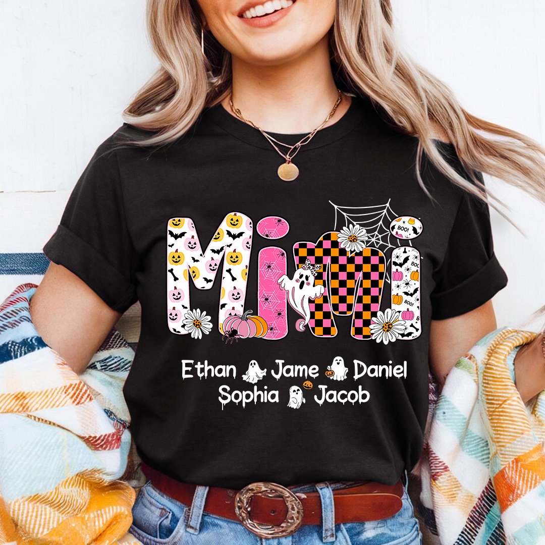 Halloween Mimi Pumpkins Boo Custom Grandma And Grandkids  Shirt