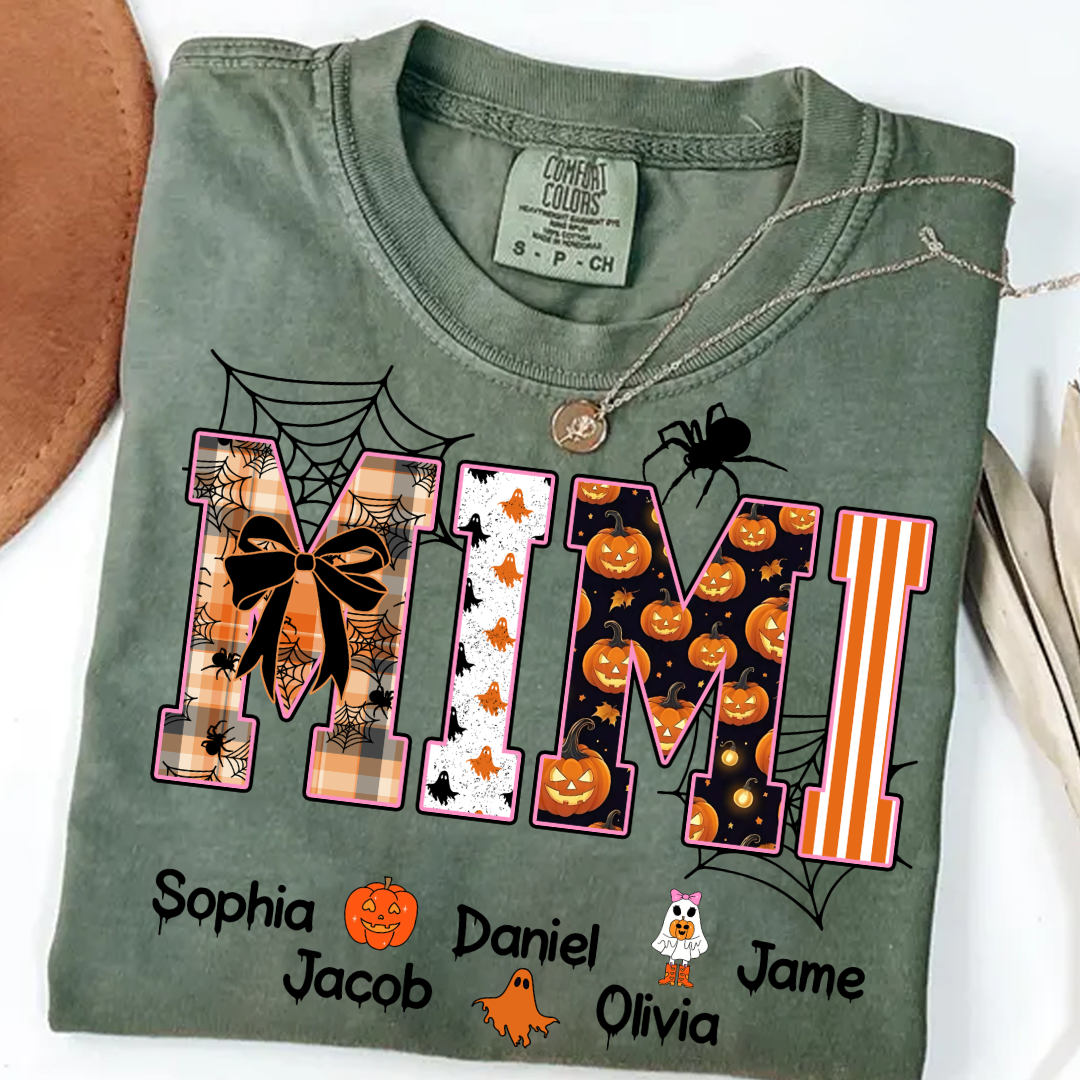 Halloween Mimi Spooky Custom Grandma And Grandkids Shirt
