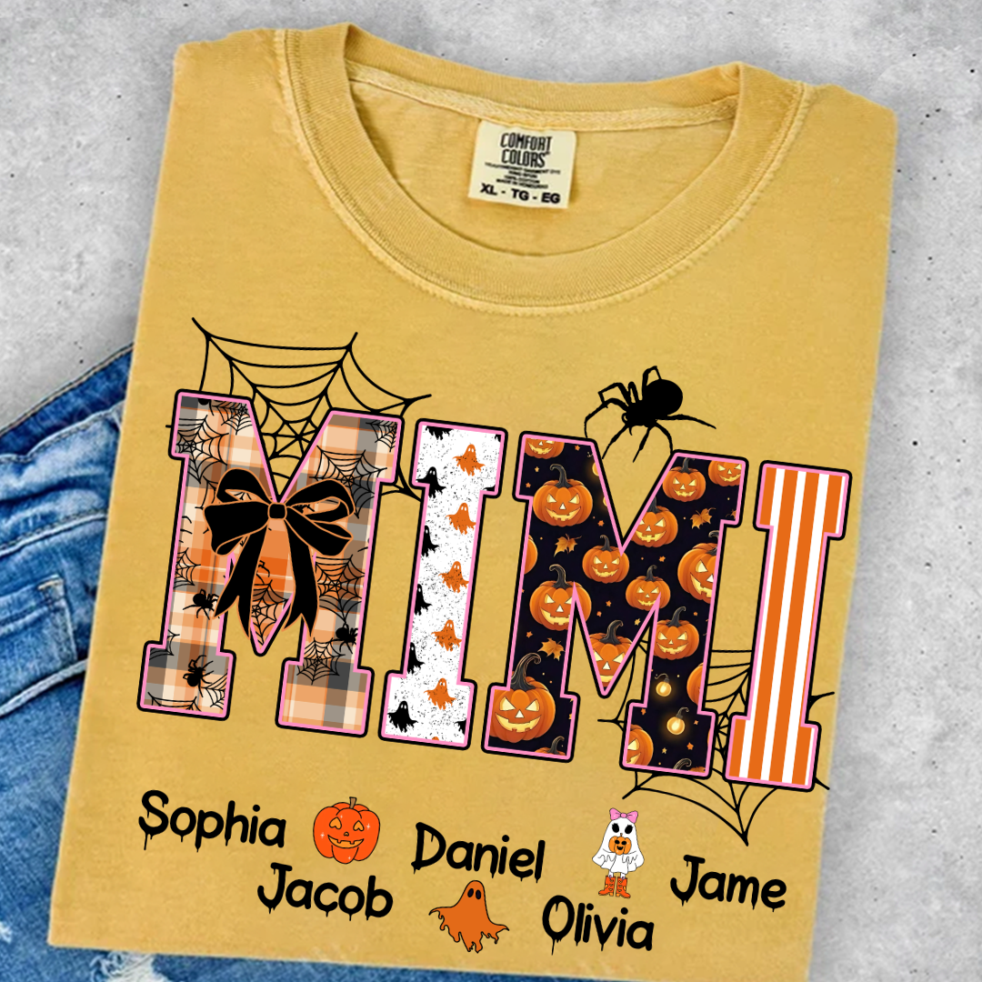 Halloween Mimi Spooky Custom Grandma And Grandkids Shirt