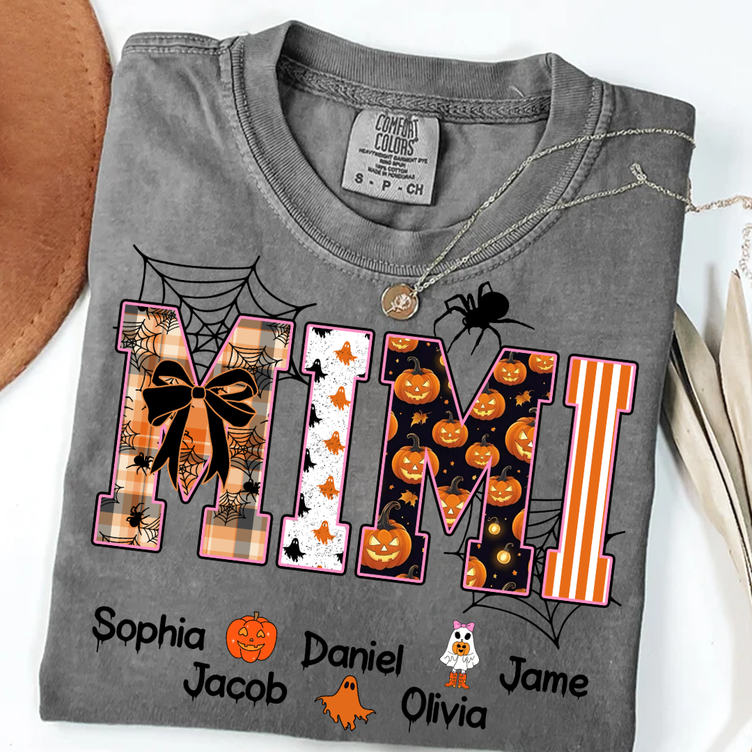 Halloween Mimi Spooky Custom Grandma And Grandkids Shirt