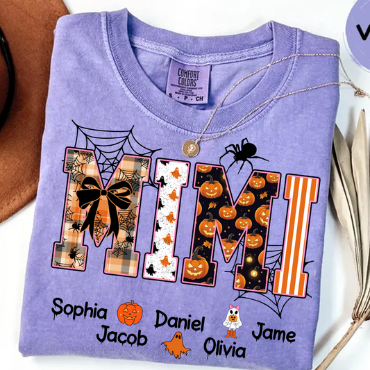Halloween Mimi Spooky Custom Grandma And Grandkids Shirt