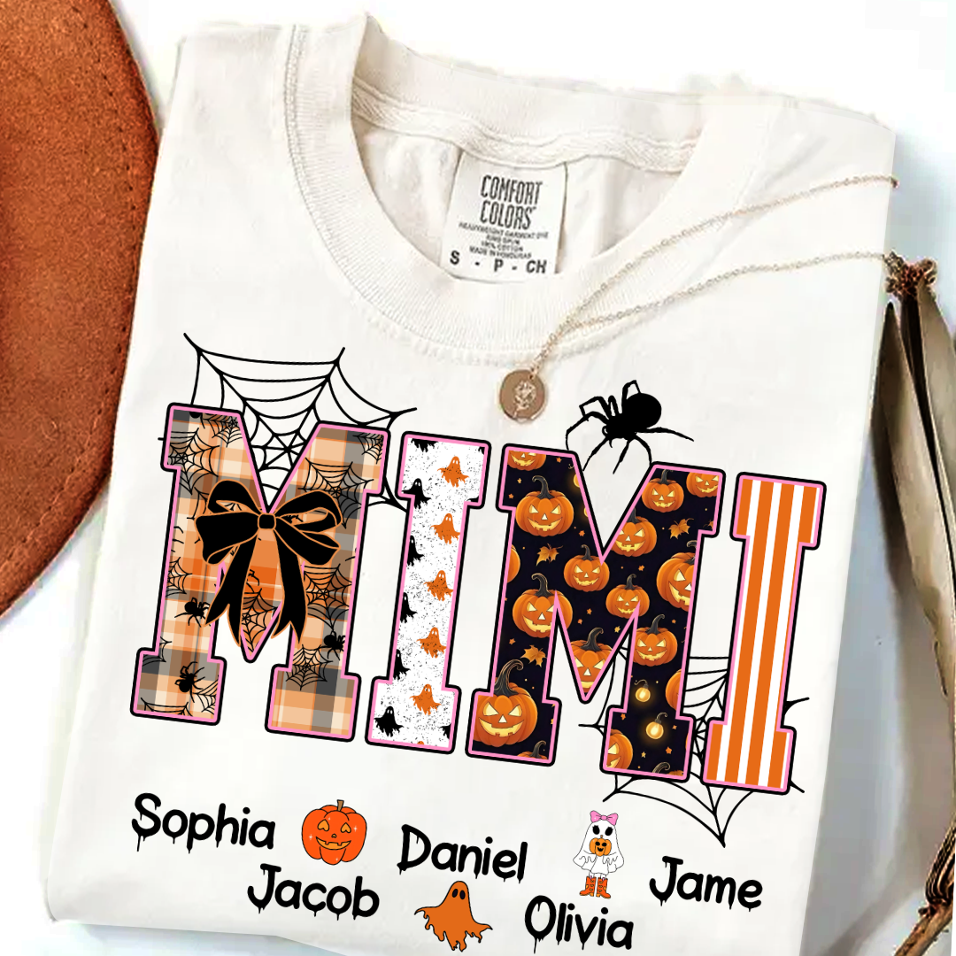 Halloween Mimi Spooky Custom Grandma And Grandkids Shirt
