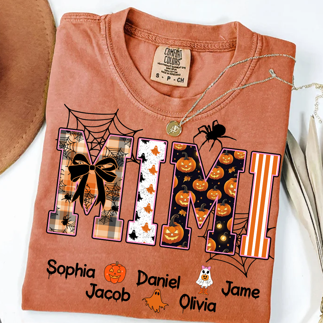 Halloween Mimi Spooky Custom Grandma And Grandkids Shirt