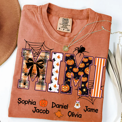 Halloween Mimi Spooky Custom Grandma And Grandkids Shirt