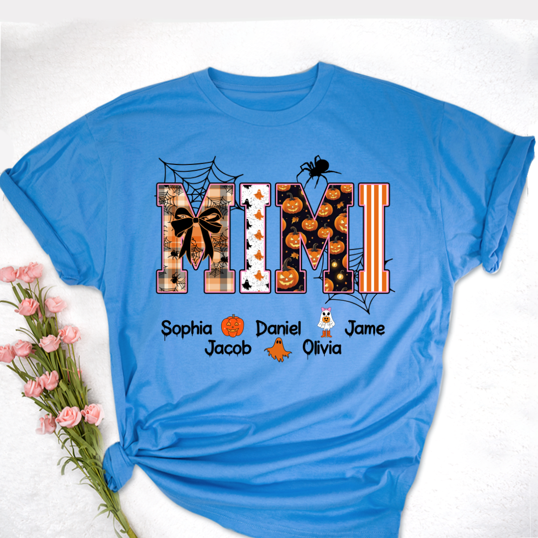 Halloween Mimi Spooky Custom Grandma And Grandkids Shirt