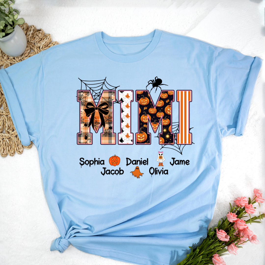Halloween Mimi Spooky Custom Grandma And Grandkids Shirt