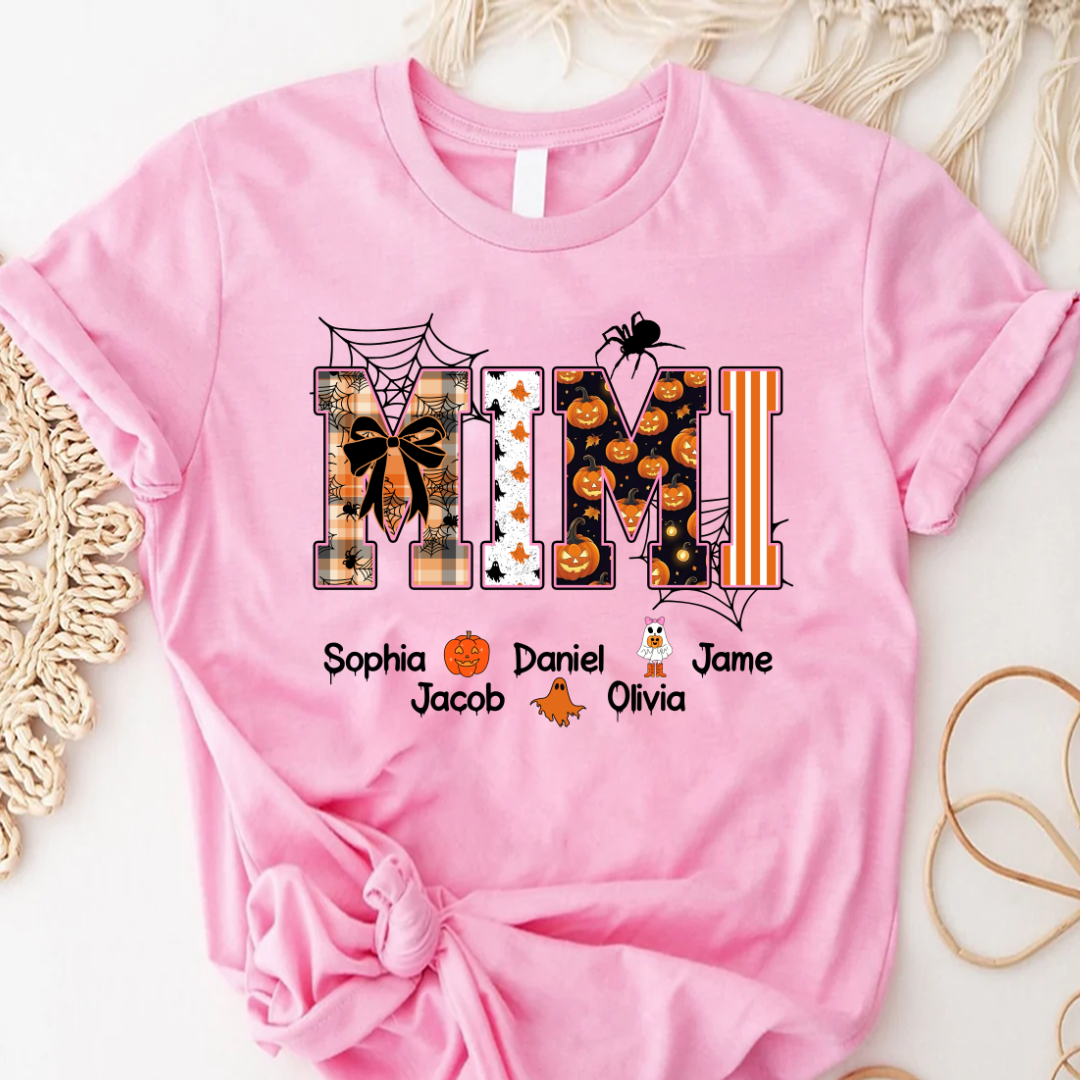 Halloween Mimi Spooky Custom Grandma And Grandkids Shirt