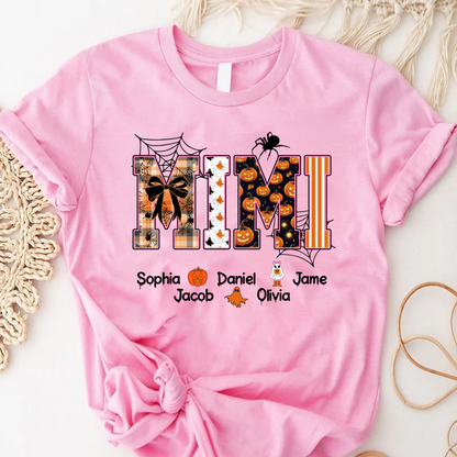 Halloween Mimi Spooky Custom Grandma And Grandkids Shirt