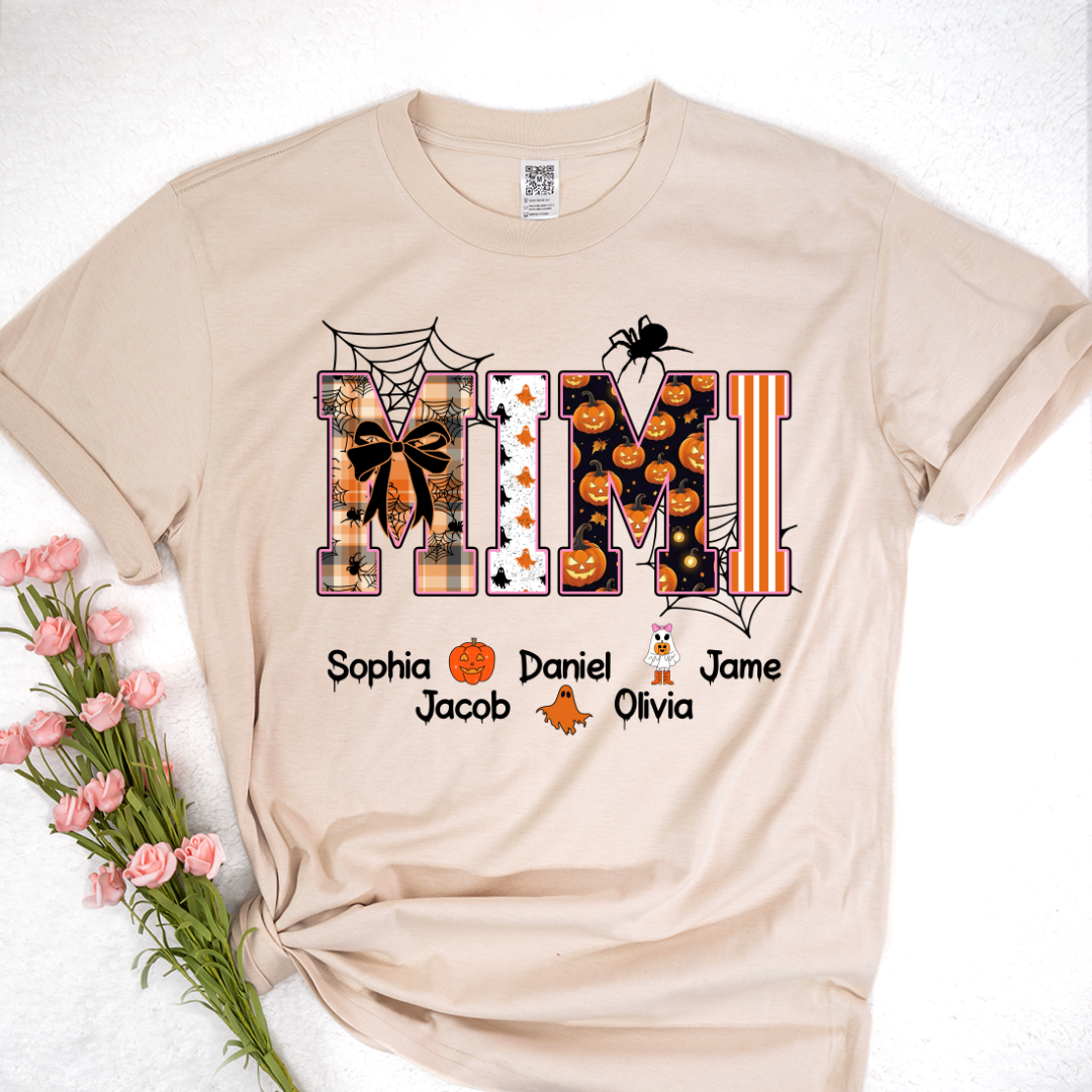 Halloween Mimi Spooky Custom Grandma And Grandkids Shirt