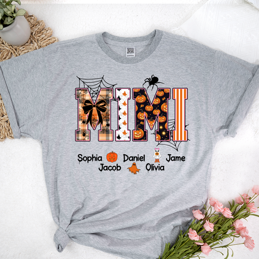 Halloween Mimi Spooky Custom Grandma And Grandkids Shirt