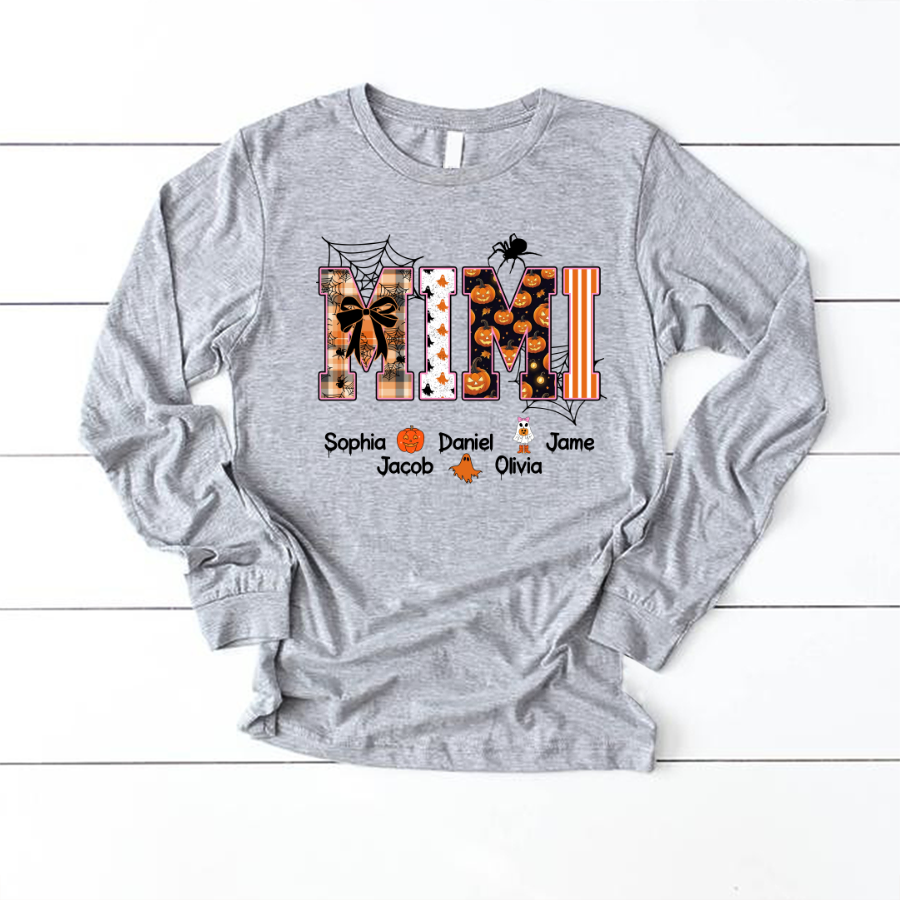 Halloween Mimi Spooky Custom Grandma And Grandkids Shirt