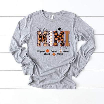 Halloween Mimi Spooky Custom Grandma And Grandkids Shirt