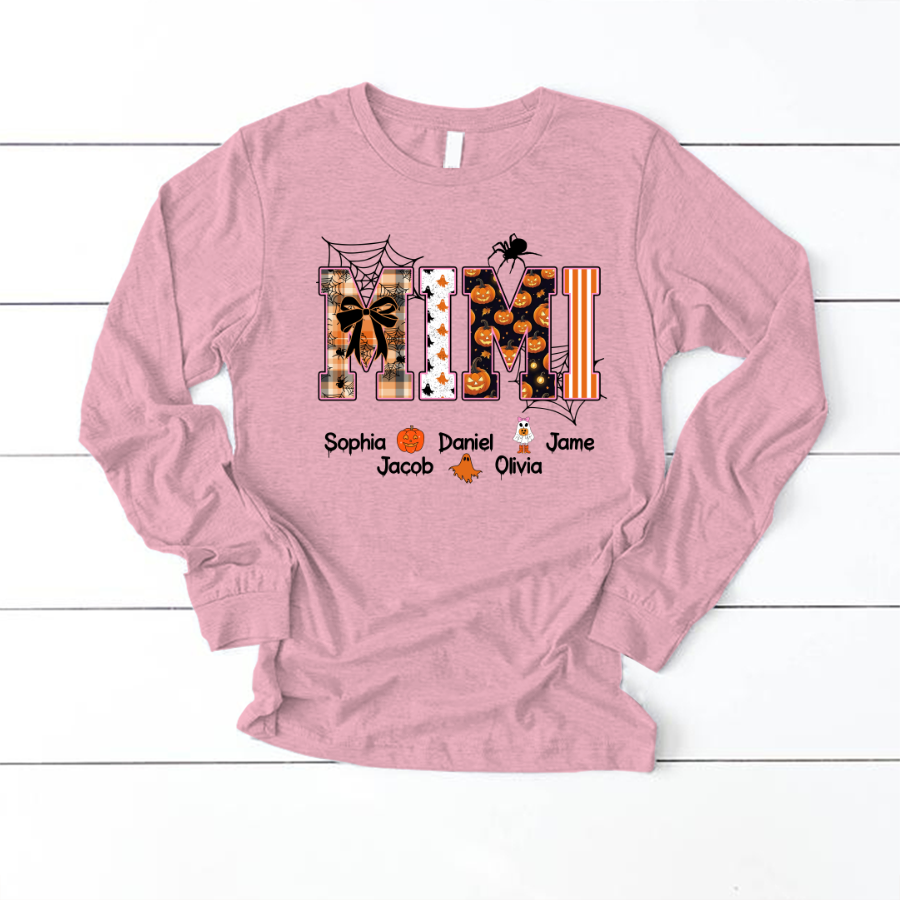 Halloween Mimi Spooky Custom Grandma And Grandkids Shirt