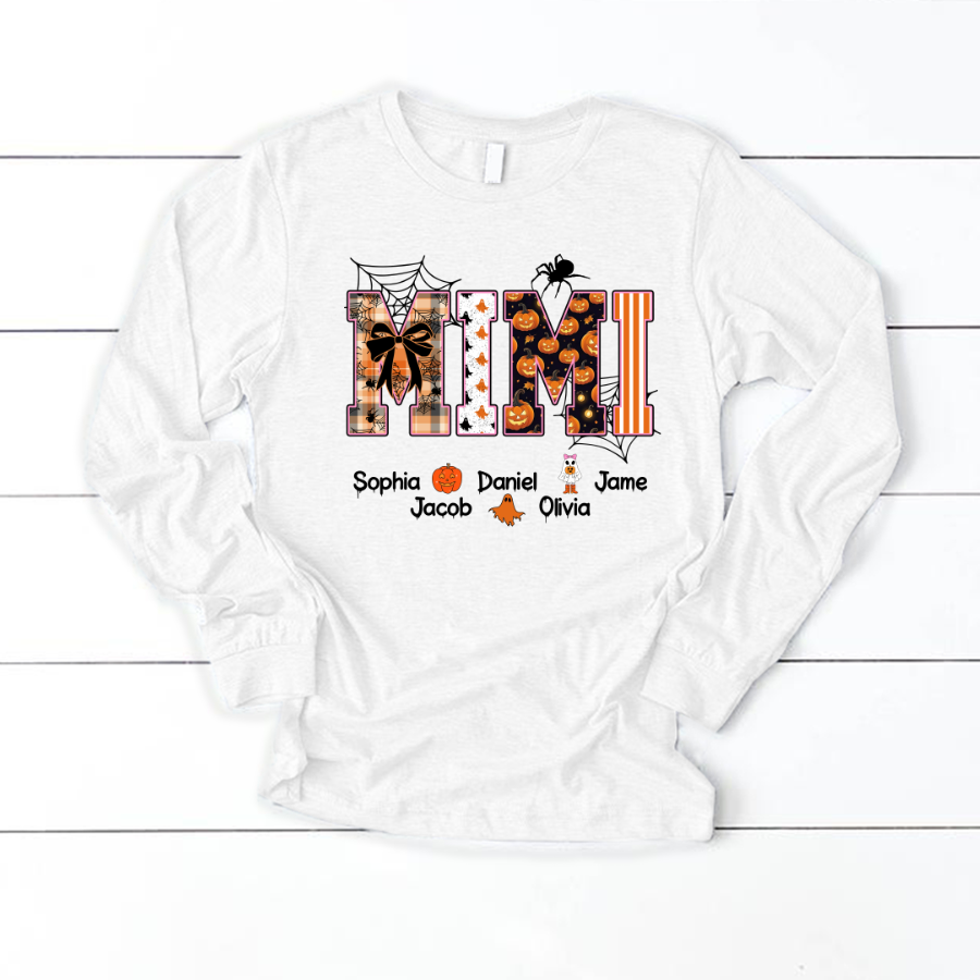 Halloween Mimi Spooky Custom Grandma And Grandkids Shirt