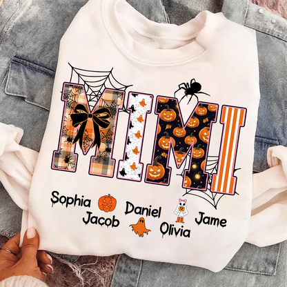 Halloween Mimi Spooky Custom Grandma And Grandkids Shirt