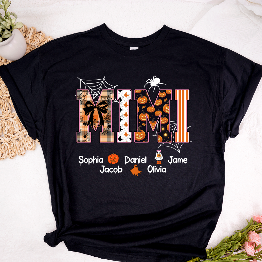 Halloween Mimi Spooky Custom Grandma And Grandkids Shirt