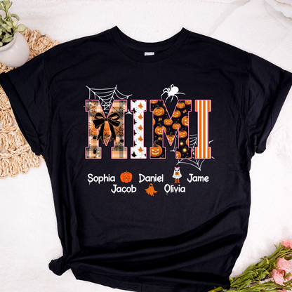 Halloween Mimi Spooky Custom Grandma And Grandkids Shirt