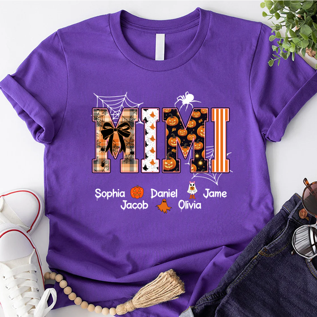 Halloween Mimi Spooky Custom Grandma And Grandkids Shirt
