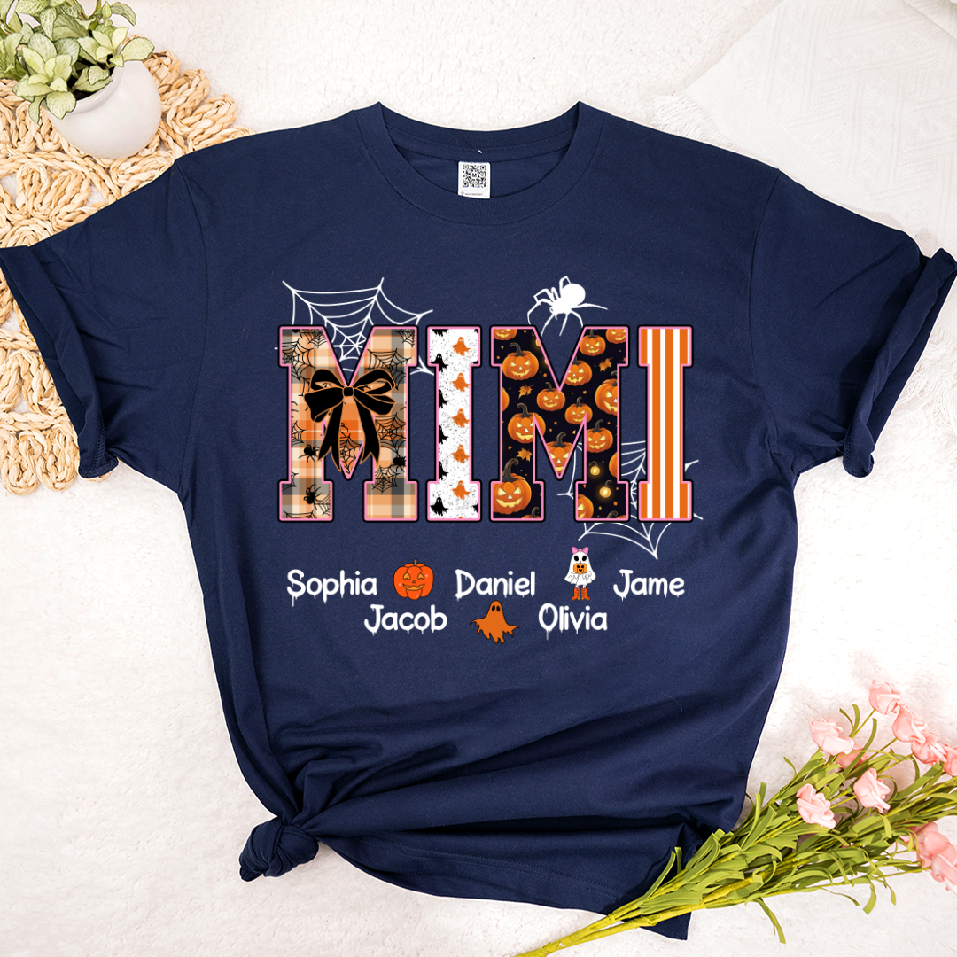 Halloween Mimi Spooky Custom Grandma And Grandkids Shirt