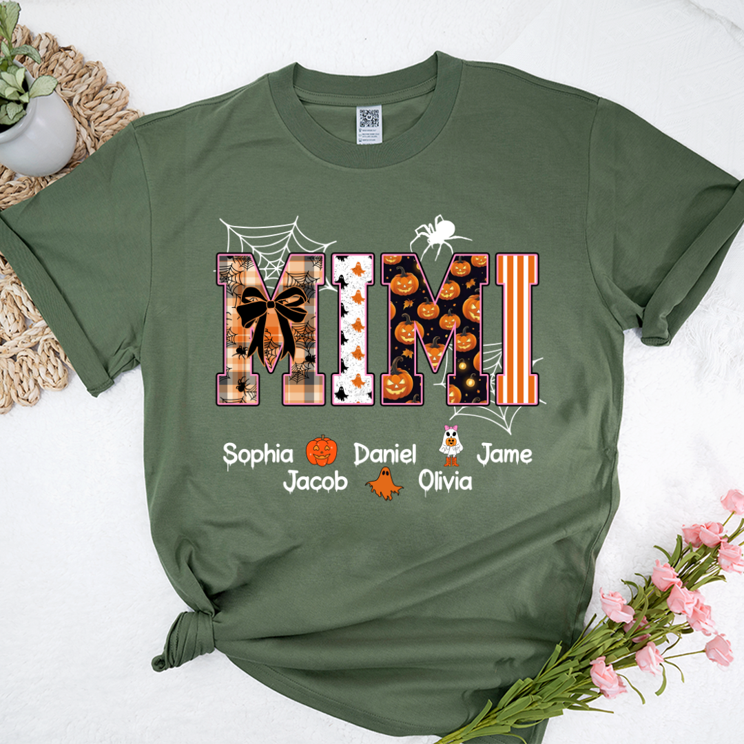 Halloween Mimi Spooky Custom Grandma And Grandkids Shirt