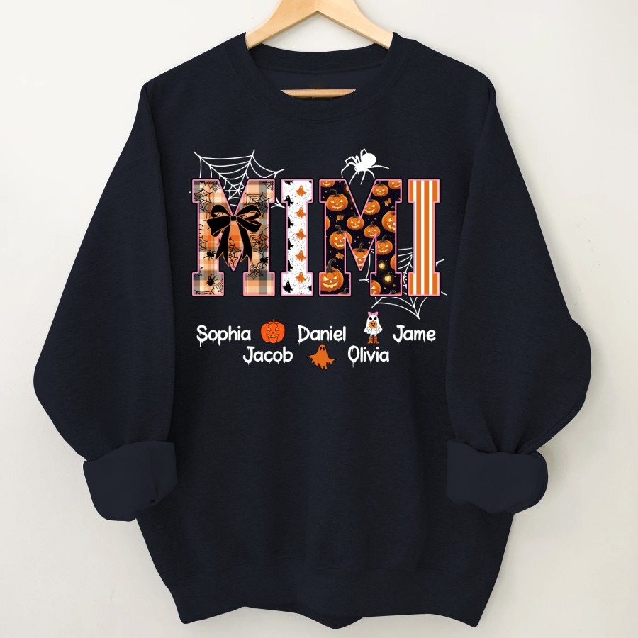 Halloween Mimi Spooky Custom Grandma And Grandkids Shirt