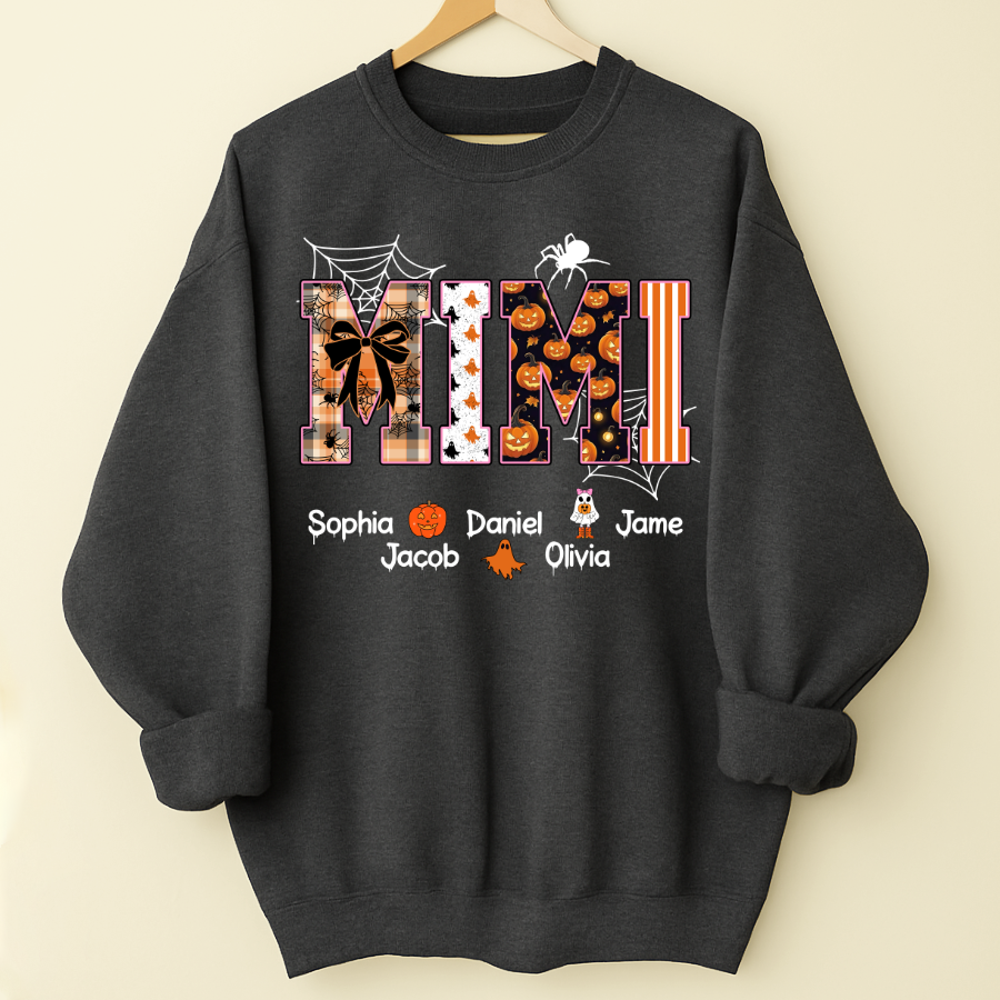 Halloween Mimi Spooky Custom Grandma And Grandkids Shirt