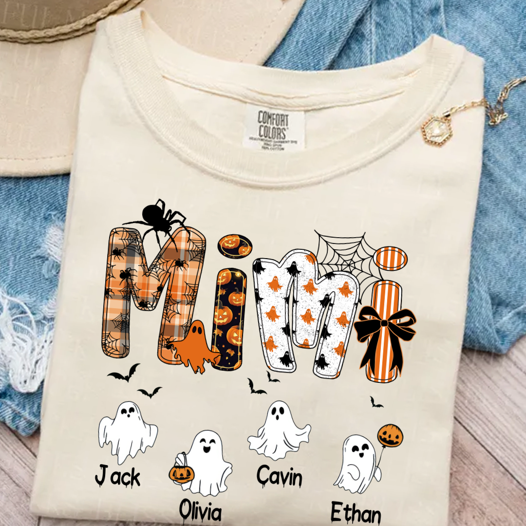 Halloween Mimi Spooky Custom Mimi And Grandkids Shirt