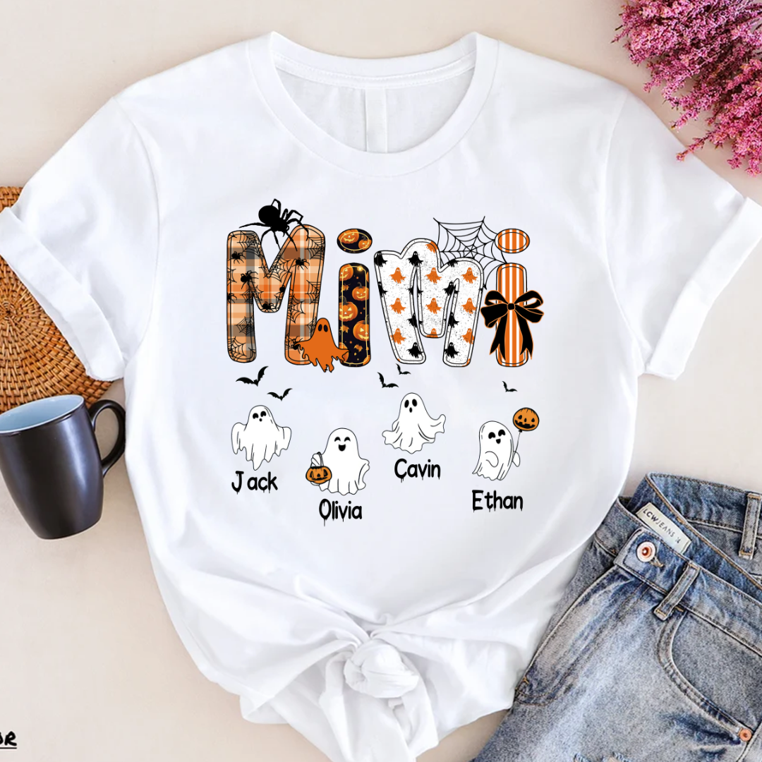 Halloween Mimi Spooky Custom Mimi And Grandkids Shirt