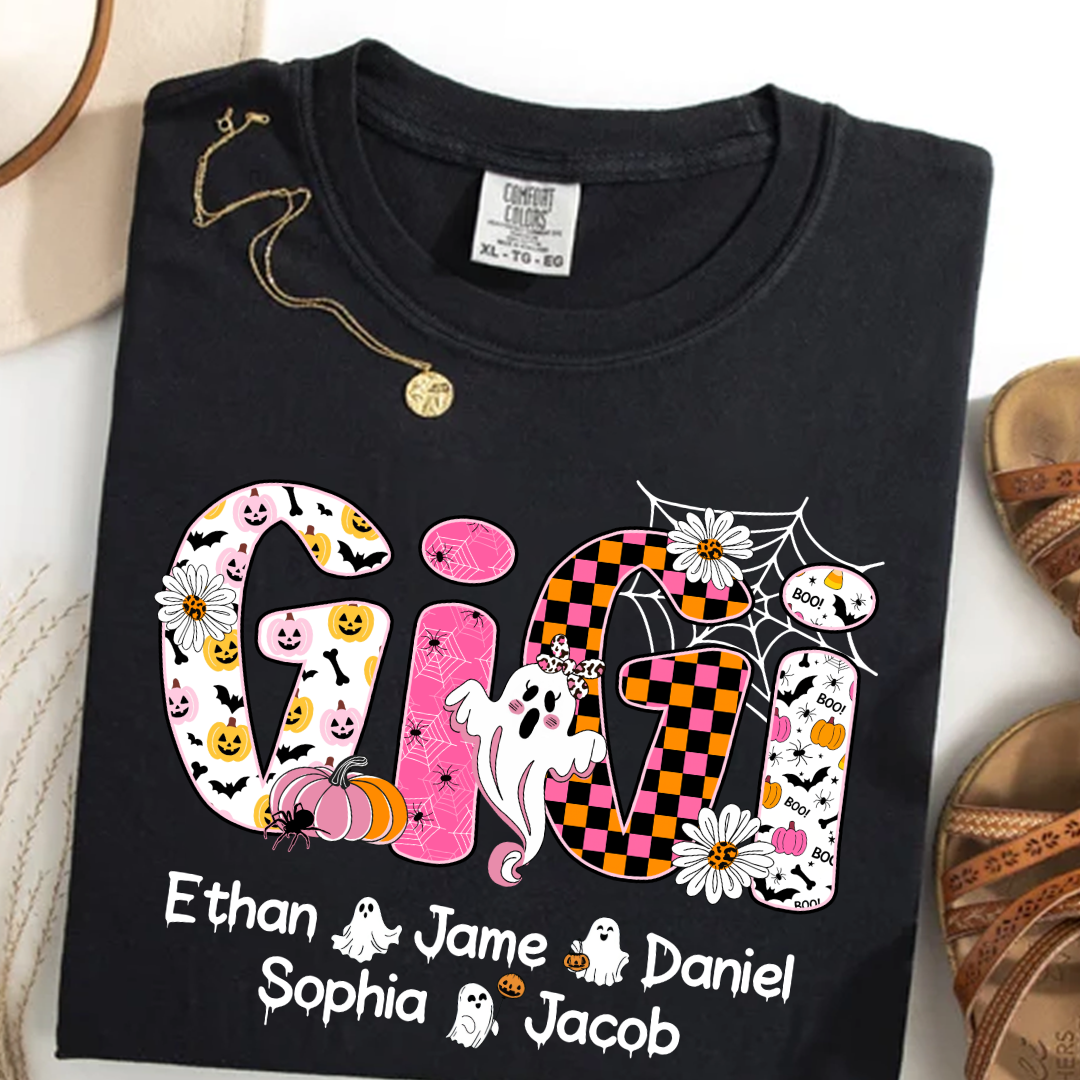 Halloween Mimi Pumpkins Boo Custom Grandma And Grandkids  Shirt