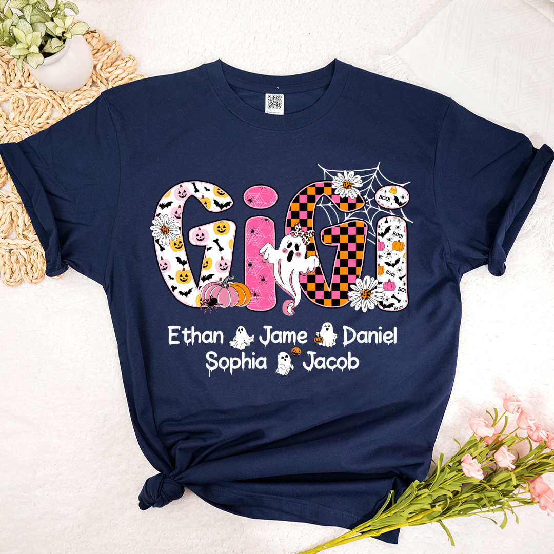 Halloween Mimi Pumpkins Boo Custom Grandma And Grandkids  Shirt