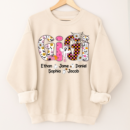 Halloween Mimi Pumpkins Boo Custom Grandma And Grandkids  Shirt
