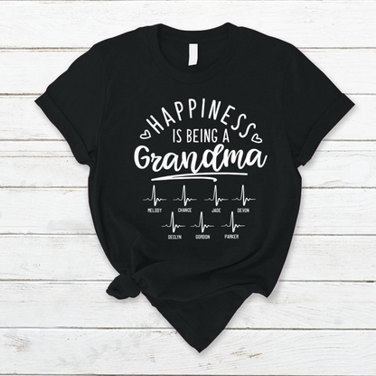 Happiness is being a Grandma And Grandkids Heartbeat T-Shirt