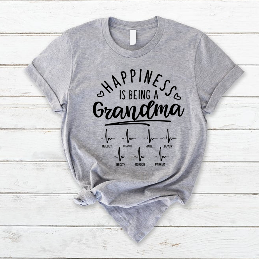 Happiness is being a Grandma And Grandkids Heartbeat T-Shirt
