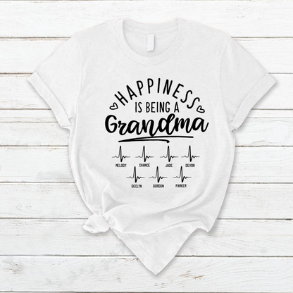 Happiness is being a Grandma And Grandkids Heartbeat T-Shirt