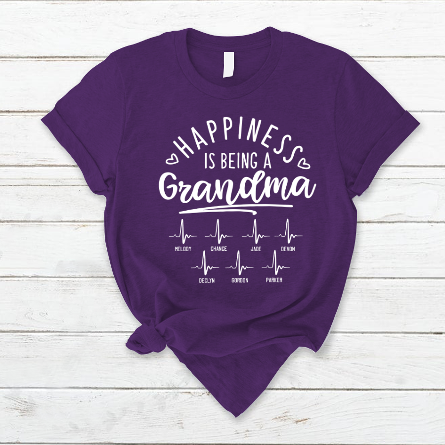 Happiness is being a Grandma And Grandkids Heartbeat T-Shirt