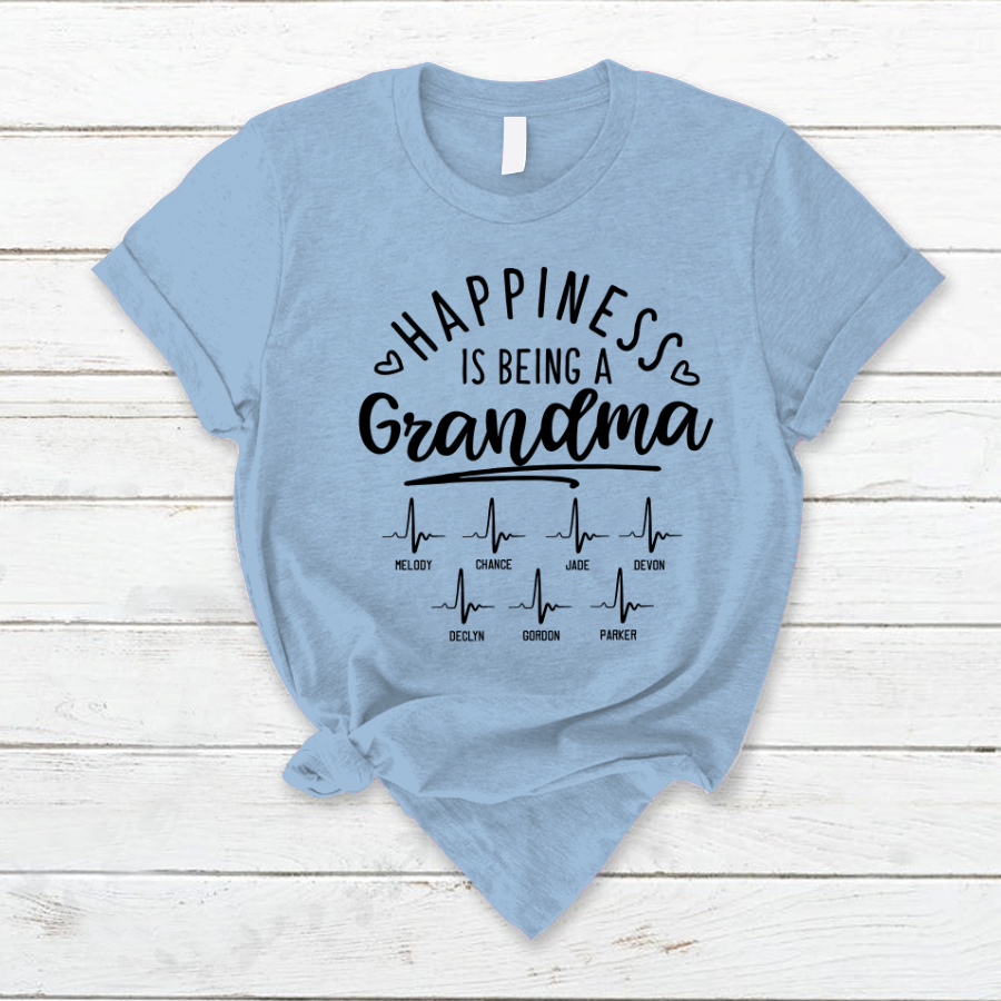 Happiness is being a Grandma And Grandkids Heartbeat T-Shirt