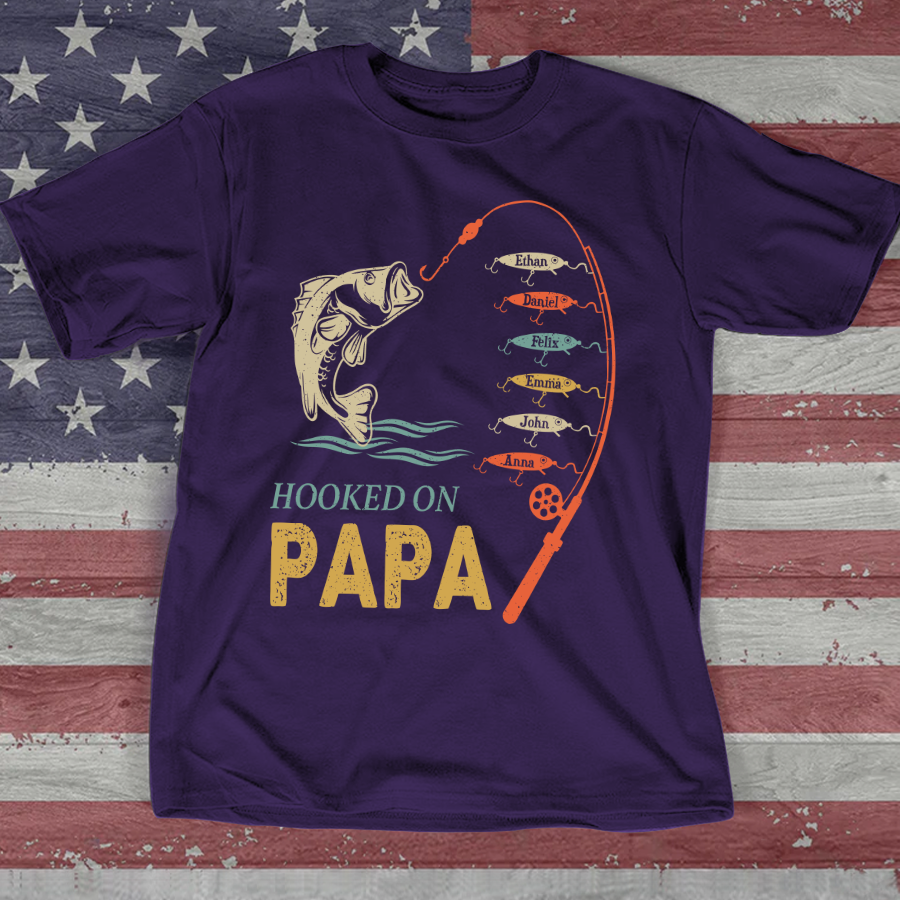 Hook On Being Papa Father's Day Fish Grandkids T-Shirt