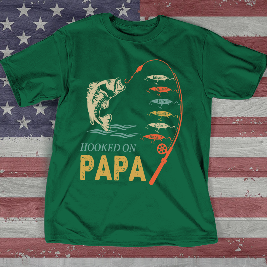 Hook On Being Papa Father's Day Fish Grandkids T-Shirt