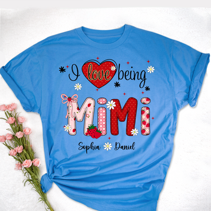 I Love Being A Mimi, Mimi Grandma Nana Strawberry And Grandkids Sweet Summer Time Shirt