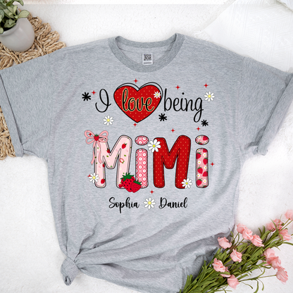 I Love Being A Mimi, Mimi Grandma Nana Strawberry And Grandkids Sweet Summer Time Shirt