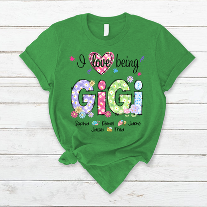 I Love Being Gigi Flower Gigi And Grandkids T-Shirt