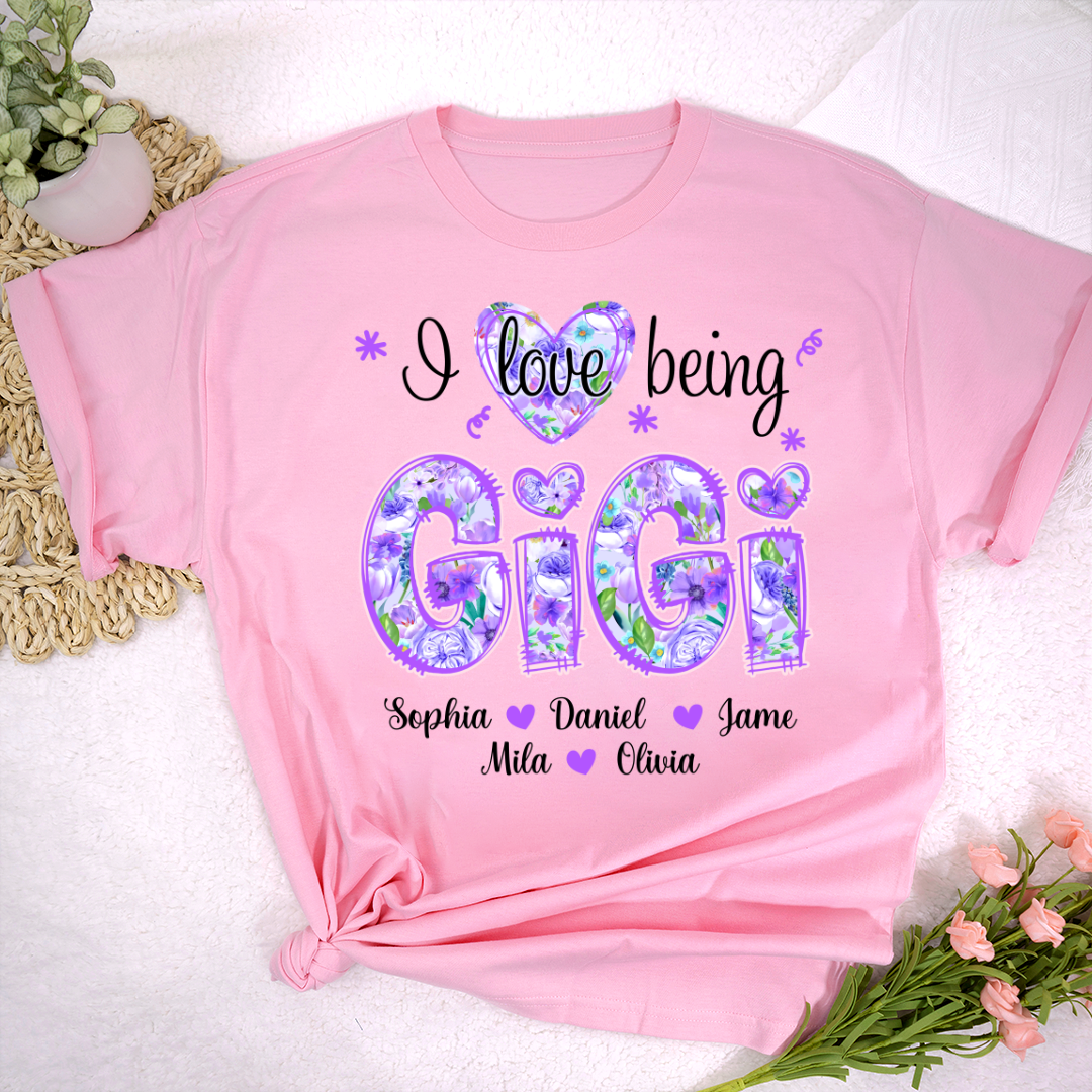I Love Being Gigi Purple Floral Personalized