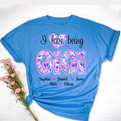 I Love Being Gigi Purple Floral Personalized