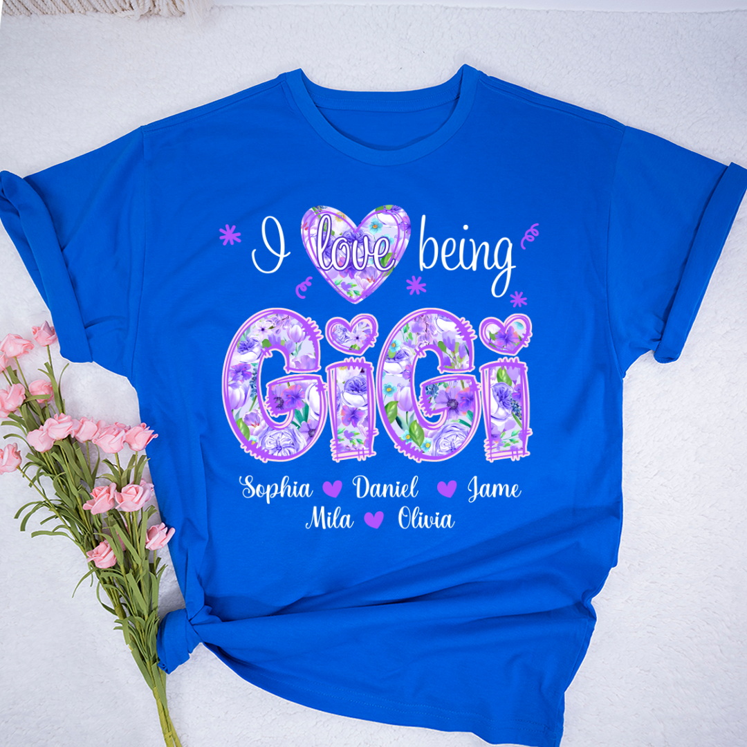 I Love Being Gigi Purple Floral Personalized